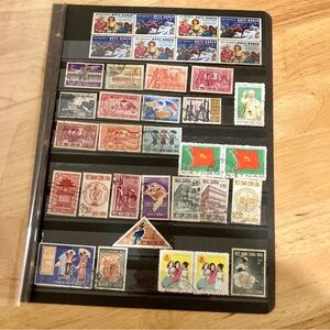 Vintage Stamp Collection Page Ephemera Vietnam, Charity Stamps